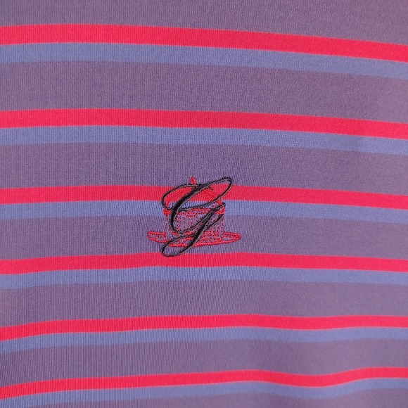 Greyson Polo Shirt Mens Large Purple Blue Red Stripe Golf Performance Stretch - Picture 6 of 10